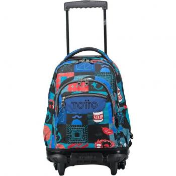 Mochila con Carro Totto Renglones Escolar Cyber Monstruos