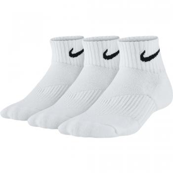Nike 3P Yth Ctn Cush Qtr W/ Moist M Calcetines, Niños, Blanco / Negro, XS