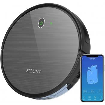 ZIGLINT Robot Aspirador Fregasuelos Control APP & Remoto, Navegación Inteligente Mapeo, Compatible con Alexa & Google Home para Pelo de Mascotas, Suelos Duros y Alfombras, 600 ml de Depósito, 1800Pa