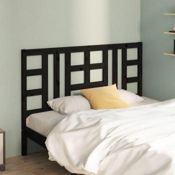 Cabecero de cama negro 126x4x100 cm madera maciza de pino