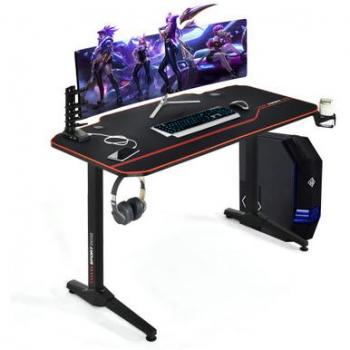 55-Inch Gaming T-Shaped Computer Desk with Full Desk Mouse Pad