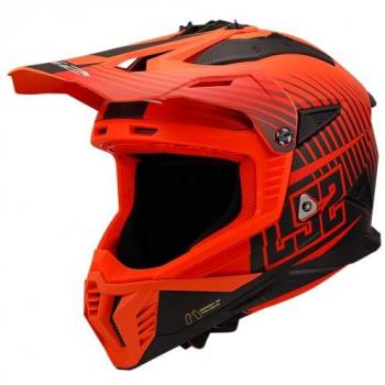 Casco de Cross LS2 MX708 Fast II Duck Mate Hi-Vis Naranja-Rojo, características: diseño aerodinámico, visera ajustable, sistema de ventilación avanzado, interior desmontable y lavable, homologación ECE