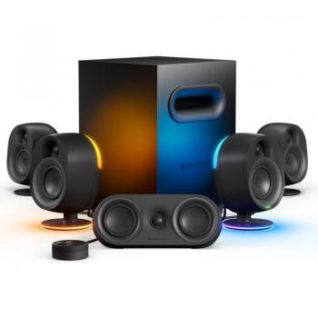 SteelSeries Arena 9 - Sistema de Altavoces Gaming 5.1 con Iluminación RGB para PC/Ordenador Portátil, Color Negro, Canales 5.1, Modelo 61549