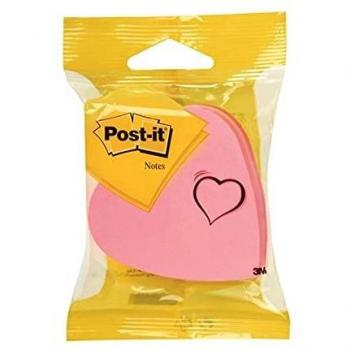 Cubo de Notas Adhesivas Post-it 2007H Troqueladas en Forma de Corazón, 3 Colores Neón, 225 Hojas