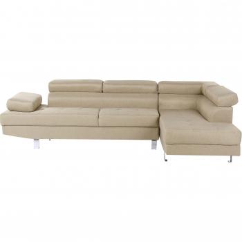 Sofá esquinero Norrea de Beliani para 5 personas en poliéster beige con reposacabezas y reposabrazos ajustables en forma de L