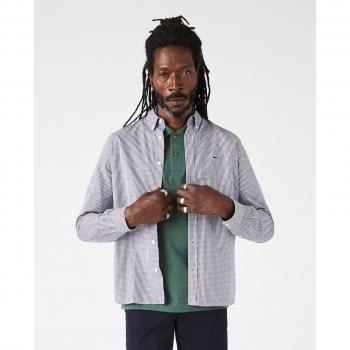 Lacoste Men's Regular Fit Premium Cotton Long Sleeve Checkered Shirt