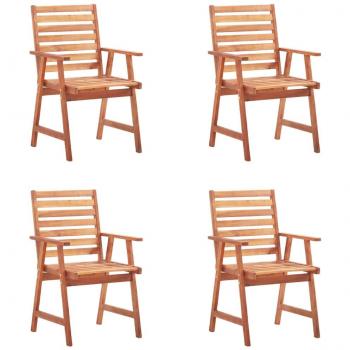 Outdoor Dining Chairs Set of 4 with Cushions Solid Acacia Wood