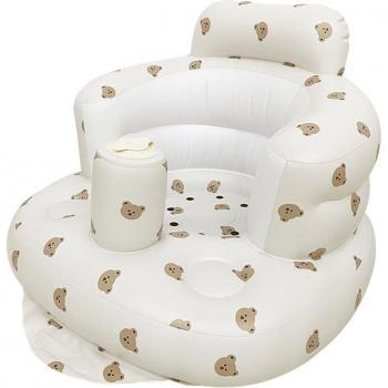 Silla hinchable para bebés, diseño ositos. 58x47x35 Cm. Color: Marrón Claro