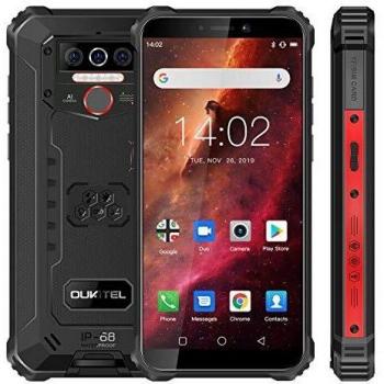 OUKITEL WP5 Telefono Movil Antigolpes, Batería Grande de 8000 mAh Móvil Resistente, 5.5 Pulgadas,Cámara Triple, Android 10 Smartphone 4GB RAM + 32GB ROM,con 4 Linternas LED Súper Brillantes-Rojo