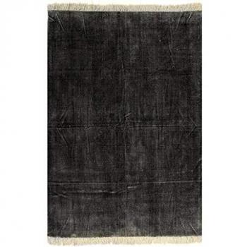 vidaXL Alfombra de Algodón Kilim 120x230cm Gris Antracita Decoración Interior