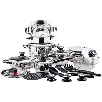 BATERÍA DE COCINA 30 PIEZAS ACERO INOXIDABLE MAJESTIC ACABADO CROMADO