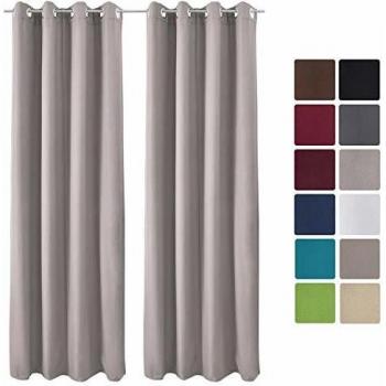 Cortinas térmicas grises opacas con ojales Amelie - 140x245 cm - Beautissu