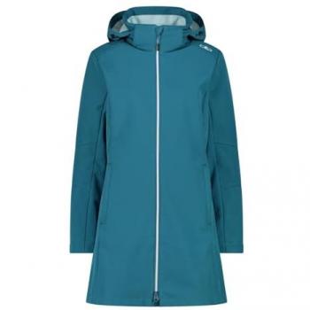 CMP mujer parka impermeable azul con capucha, chaqueta larga Softshell, talla 38