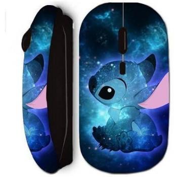 Ratón inalámbrico Maniacase negro con diseño Stitch azul y franjas azules