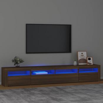Mueble de TV con luces LED marrón roble 240x35x40 cm vidaXL