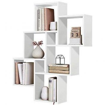 Estantería de pared flotante Calicosy con 8 compartimentos en color blanco