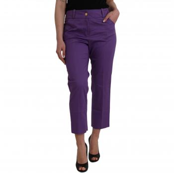 Purple Cotton MidWaist Straight Cropped Pants - IT48|XXL