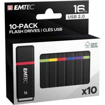 Pack de 10 Pendrives EMTEC K100 USB 2.0 de 16GB en colores surtidos