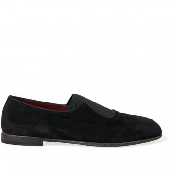 Dolce & Gabbana Black RUNWAY Velour AMALFI Loafers Shoes - EU41/US8, Male, Size: 8 US, Elegant Velour Slip-On Loafers