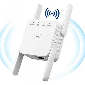 YUIN Amplificador Señal WiFi - 1200Mbps Repetidor WiFi,Amplificador WiFi 2.4 GHz/ 5Ghz,Extensor de WiFi,con Ethernet WAN/LAN, WPS, Admite Modo Ap/Repetidor,Compatible con Enrutador Inalámbrico