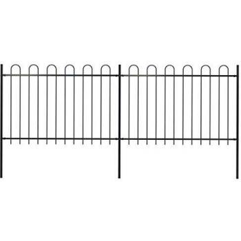 Black Steel Garden Fence with Hoop Top 3.4 x 1.2 m