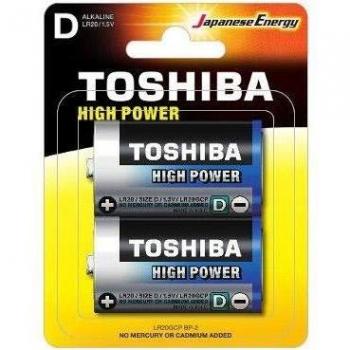 Pilas Alcalinas D Toshiba LR20GCP BP-2 - Alta Potencia, 1.5V, Pack de 2
