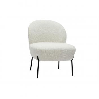 Sillón Beley de tejido efecto borreguillo blanco y metal negro