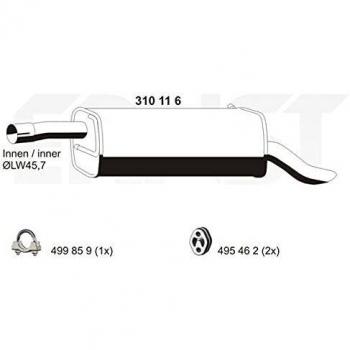 Silenciador trasero ERNST 310116 para FORD Fusion Break