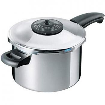 Kuhn Rikon Duromatic Gourmet, Olla a Presión Super Rápida con Mango 7 L./ 22 Cm, Olla Express Apta para Inducción, Fondo Superthermic para una buena Distribucion del Calor, Acero 18/10