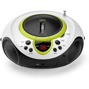 Reproductor de CD Portátil Lenco SCD-38 USB Verde con Radio FM y Entrada AUX