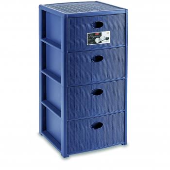 Cómoda Elegance 4 Cajones Azul Marino 40x40x80 cm Stefanplast