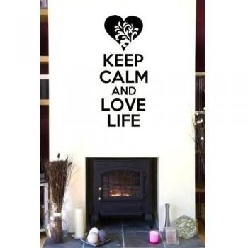 'Keep Calm and Love Life' - grandes woooowltd, negro, Large: 60cm x 140cm / 24 x 56