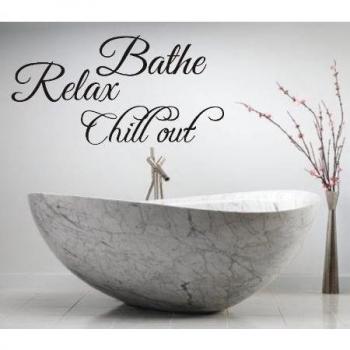 'Vinylgraphicsonline Adhesivo decorativo para pared de baño Relax Chill Out baño, Morado, Small 45cmx21cm