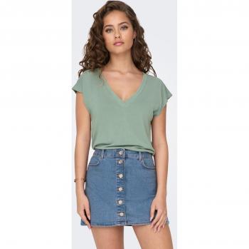 Camiseta Only Free Life S/S V-Neck Verde Mujer
