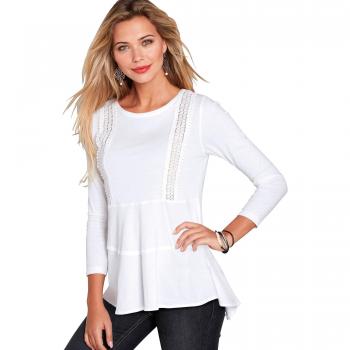 VENCA Camiseta Escote Redondeado y Manga Larga by Vencastyle,Crudo,3XL