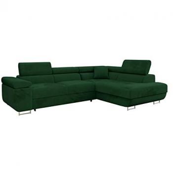 Sofá rinconero Comfivo Manila 35, 274x203x70cm, función de descanso, caja de ropa de cama, reposacabezas ajustables