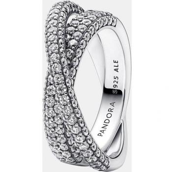 Anillo Pandora Timeless Doble Banda de plata con incrustaciones de circonitas - Modelo exclusivo para mujer