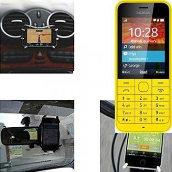 soporte para coche y para mesa etc. para Nokia 220 Dual SIM, negro araña. montaje de la salida aire, espejo retrovisor, bicicletas, etc. Trípode - K-S-Trade