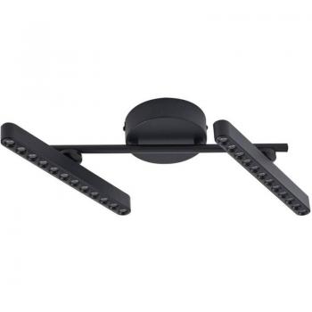 Foco LED de techo Eldrin, negro, 2 luces, regulable, metal para salón y comedor