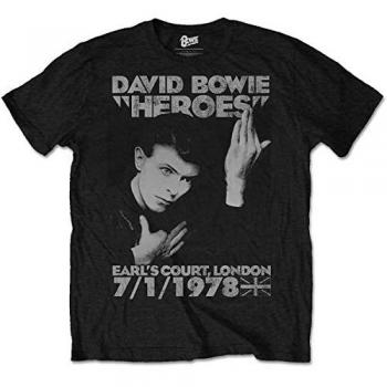 David Bowie Heroes Earls Court 1978 Black T-Shirt - Size L - 100% Cotton