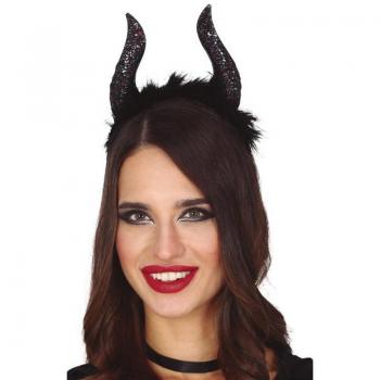 Diadema de Cuernos Negros Glitter