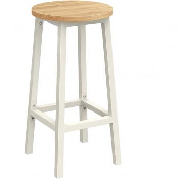 Conjunto de taburetes de bar, juego de 2, sillas redondas para cocina con asientos altos, altura 65 cm, estructura de acero resistente, fácil montaje, estilo industrial