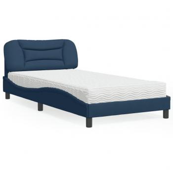 Cama con colchón azul de tela 100x200 cm
