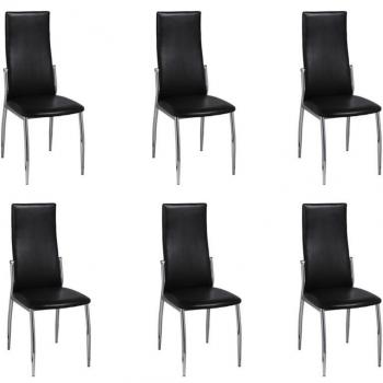 vidaXL 6 sillas de Comedor en Cuero Negro Cromo
