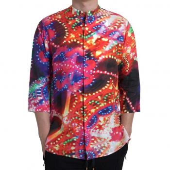 Dolce & Gabbana Multicolor Luminarie Print Linen Shirt - IT37 | XS