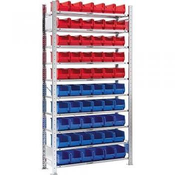 Estantería ensamblable Eurokraft Pro 2000 mm con 60 cajas de almacenamiento y 10 estantes