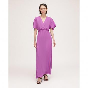 Vestido Largo Drapeado con Escote Cruzado Motivi