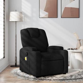 Silla reclinable de masaje en tela negra Vidaxl con función de reclinación, diseño ergonómico, tapizado en tela suave, reposabrazos acolchados y soporte lumbar ajustable