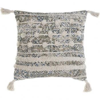 Cojín de algodón con diseño de azulejos en tonos azules y beige
