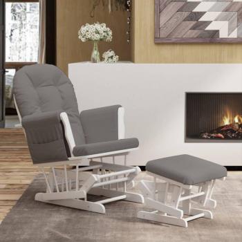 Sillón de lactancia Glider con taburete en tela gris oscuro